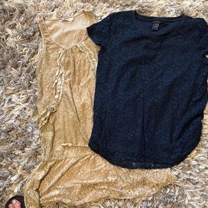 Elegant Black and Gold Lace Tops